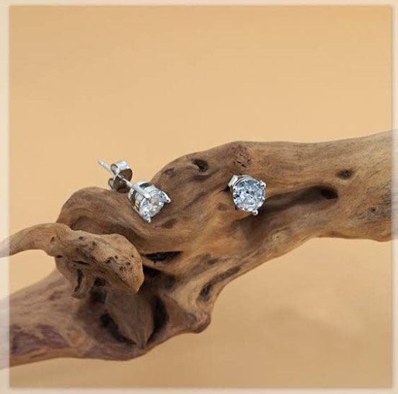 Chandi Crystal Ear Pins – Elegant Silver-Tone Stud Earrings